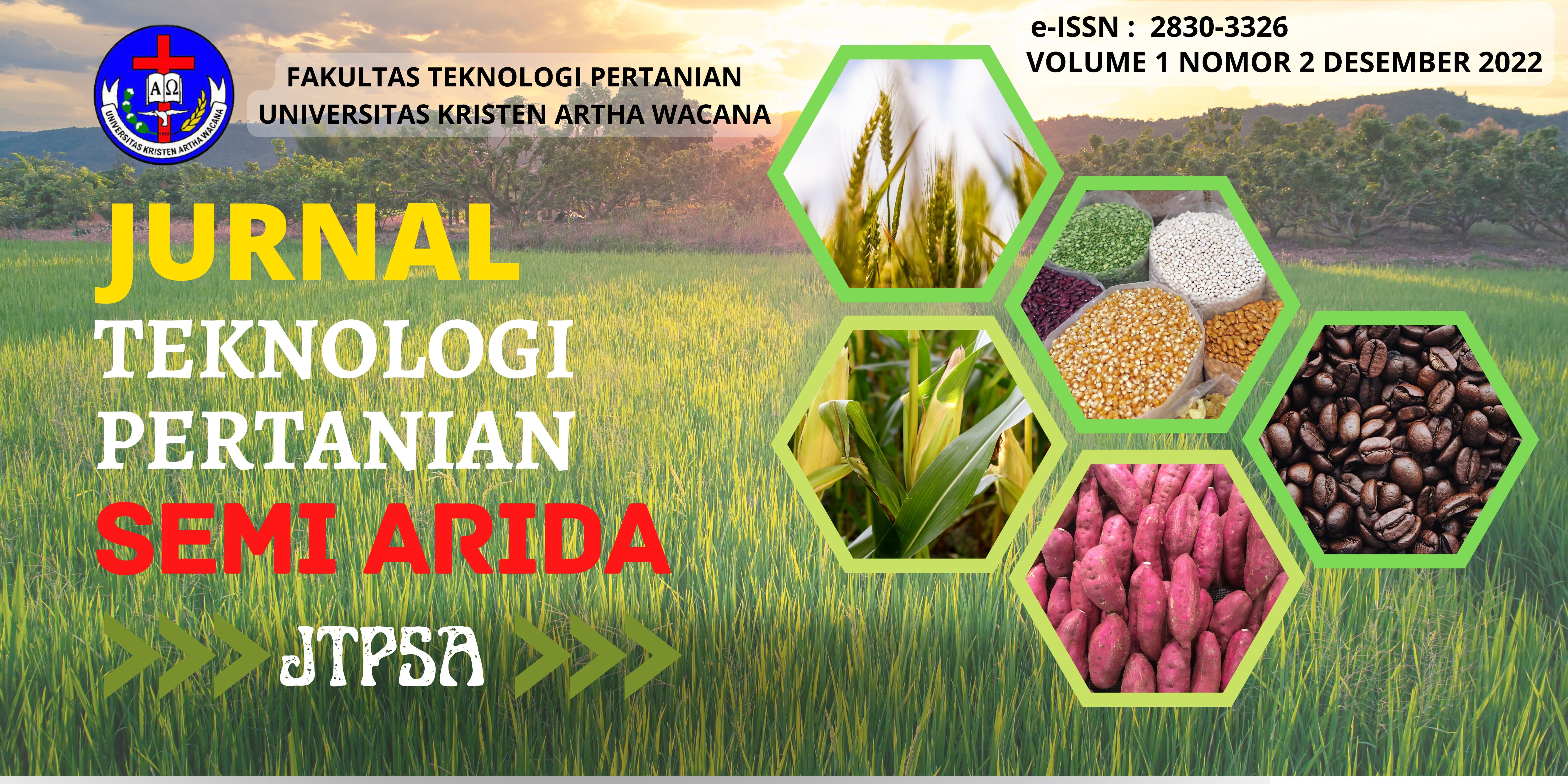 					View Vol. 1 No. 2 (2022): Jurnal Teknologi Pertanian Semi Arida Edisi Bulan Desember
				